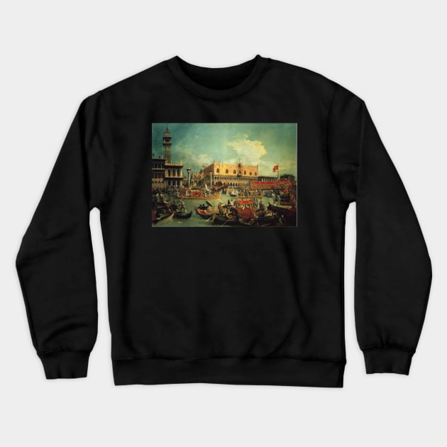 the bucintgoro by the molo on ascension day 1729 - Canaletto Crewneck Sweatshirt by Kollagio